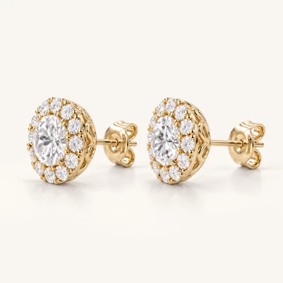 Round Lab Diamond Halo Studs (1 ct. tw.)